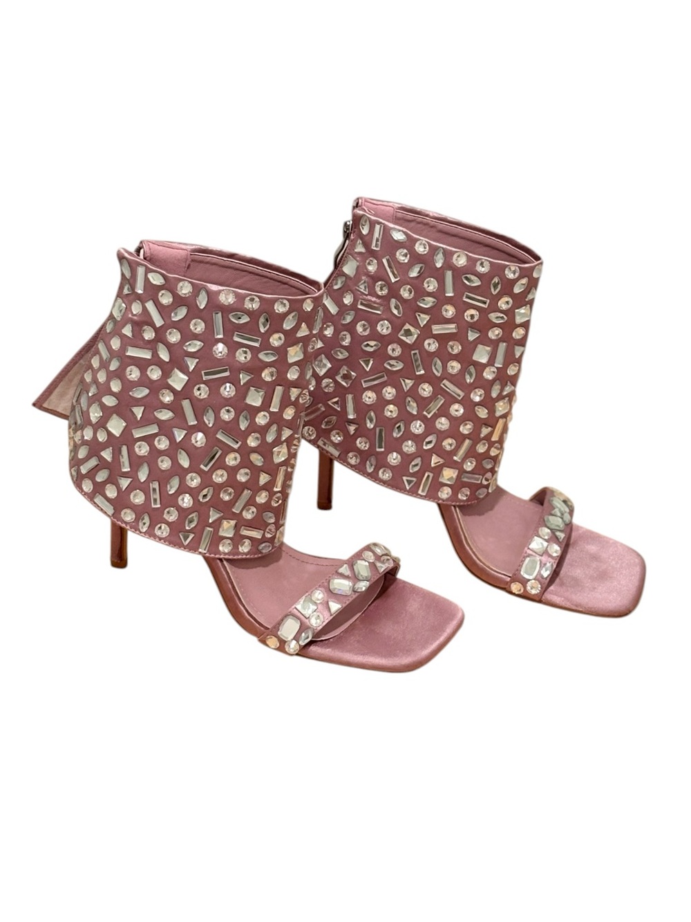 Jennifer Lopez Rose Pink Crystal-Ankle Stiletto Sandals Super Cute Size 7 - Picture 3 of 12